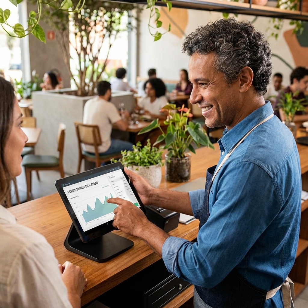 Empresário usando PDV ItaSoftware